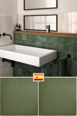 Зеленая плитка в ванной - современный дизайн ванной комнаты