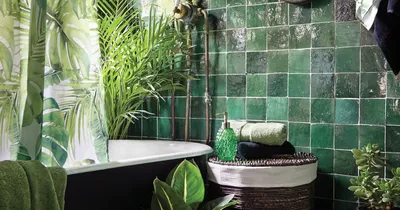 Фото Зеленая плитка в ванной - идеи для создания уютной атмосферы в ванной комнате