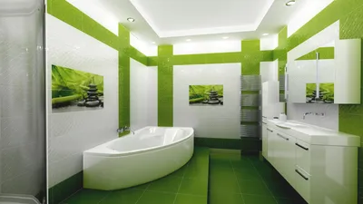 Зеленая плитка в ванной - фотографии с различными вариантами раскладки плитки