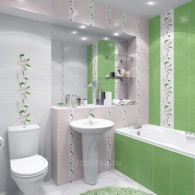 Фото Зеленая плитка в ванной - варианты использования зеленой плитки в интерьере ванной комнаты