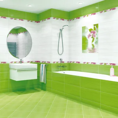 Фото Зеленая плитка в ванной - идеи для создания стильного и функционального пространства