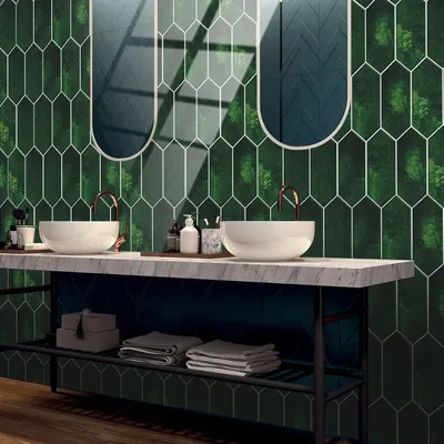 Фото Зеленая плитка в ванной - варианты декорирования ванной комнаты с использованием зеленой плитки