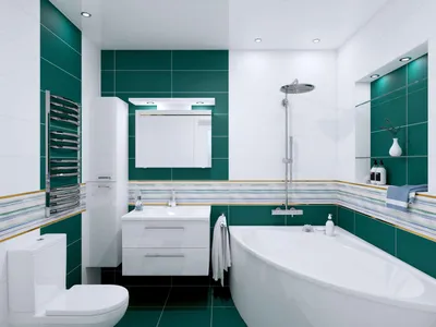 Вдохновляющие идеи для ванной комнаты с зеленой плиткой