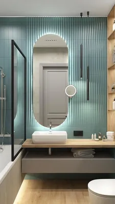 Освежающий дизайн ванной комнаты с зеленой плиткой