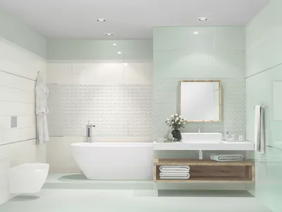 Full HD изображения ванной с зеленой плиткой