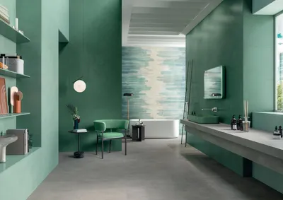 Фото ванной комнаты с зеленой плиткой в 2024 году