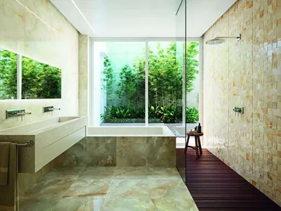 HD фотографии зеленой плитки ванной комнаты