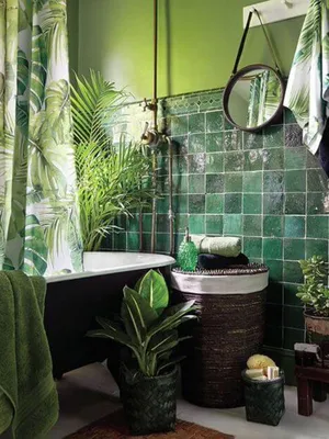 Зеленая ванная комната: фотографии с разными оттенками зелени