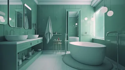 Зеленая ванная комната: фото с использованием разных материалов