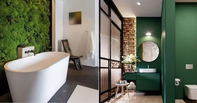 Свежий и яркий дизайн зеленой ванной комнаты: фото