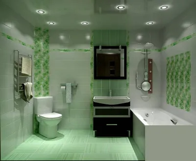 Зеленая ванная комната с ароматом свежести: фото