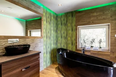 Стильный и современный дизайн зеленой ванной комнаты: фото