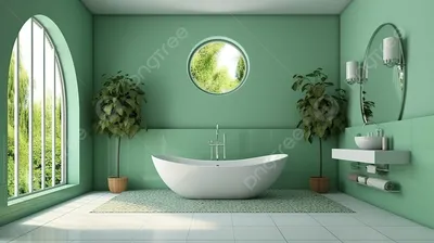 Фото в зеленой ванной комнате