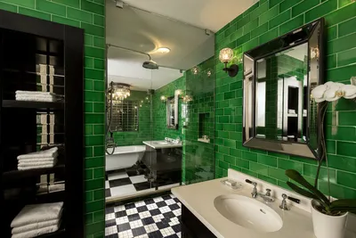 HD фото зеленой ванной комнаты