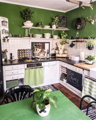 Фото Зеленые стены на кухне: новые изображения