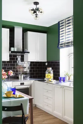 Зеленые стены на кухне: красивые фотографии