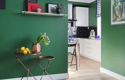 Зеленые стены на кухне: полезная информация и фото