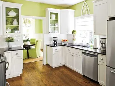 Фото Зеленые стены на кухне: выберите размер изображения