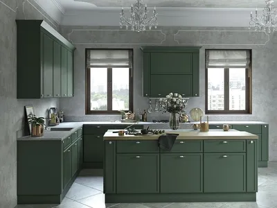 Зеленые стены на кухне: красота природы в интерьере