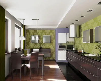 Уют и свежесть: фото зеленых стен на кухне