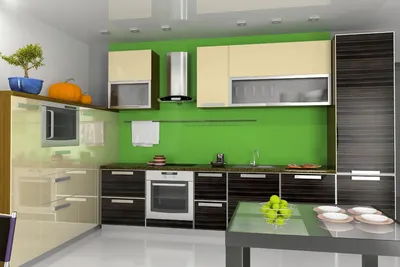 Зеленые стены на кухне: фото и картинки