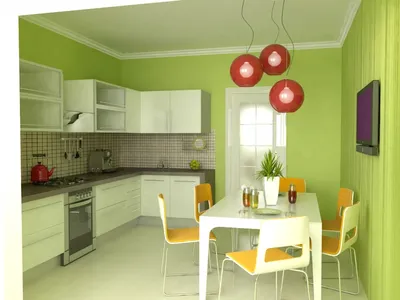 Изображения кухни с зелеными стенами