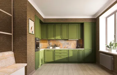 Фото кухни с зелеными стенами 2024