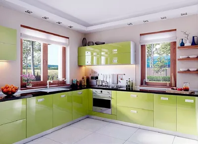 Фото кухни с зелеными стенами в формате png
