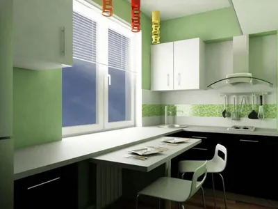 Кухня с зелеными стенами на изображении