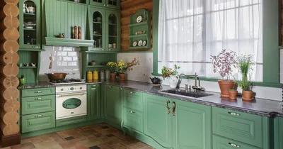 Фото Зеленые стены на кухне: скачать бесплатно