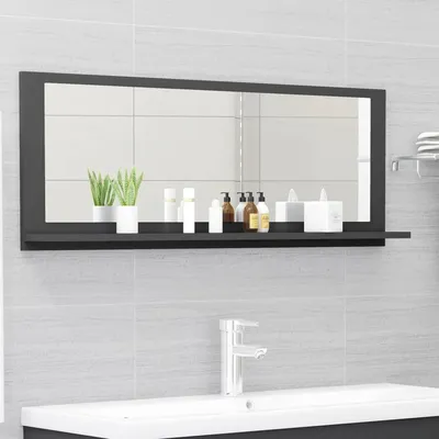 Изображения зеркала в ванной с полкой