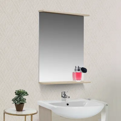 Фото зеркала в ванной комнате с полочкой Full HD