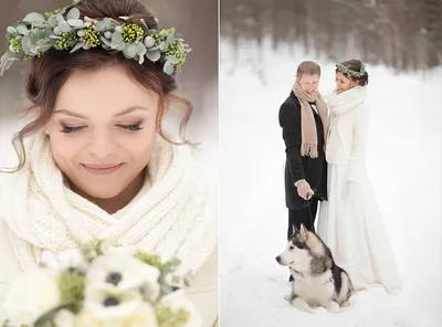 Свадебные моменты под снежным одеялом: Изображения