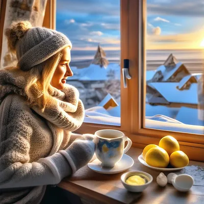 Утро зимней поры: Фотография кофе в формате JPG
