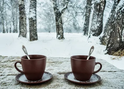 Фото Зимнего утра: Уют и кофе в PNG