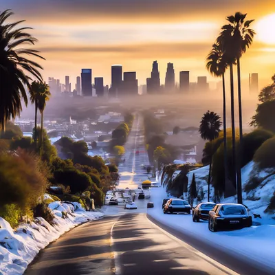 Лос-Анджелес в инеи: Уникальные фотографии зимы
