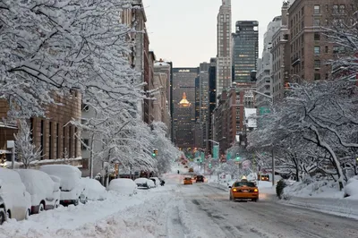 Фото Зимы в Нью-Йорке: Заснеженные улицы и перекрестки