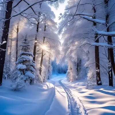 Зимний лес: Волшебство зимнего леса на фото