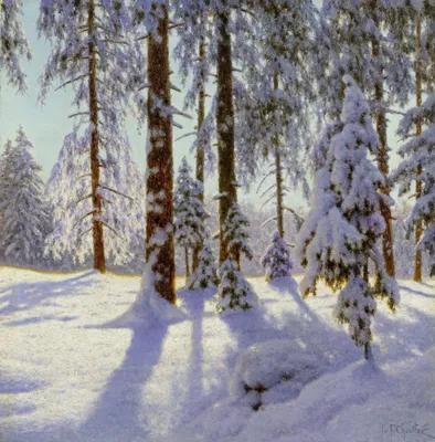 Картинки с зимним пейзажем леса для оформления фона