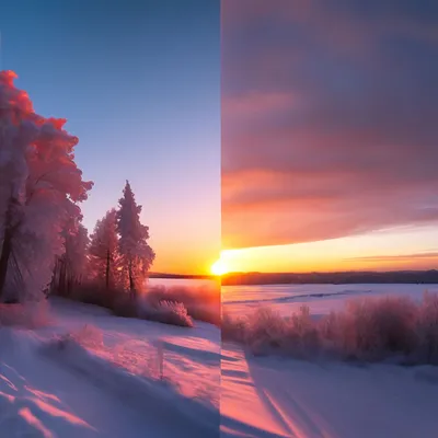 Фото зимнего рассвета: прекрасное утреннее изображение